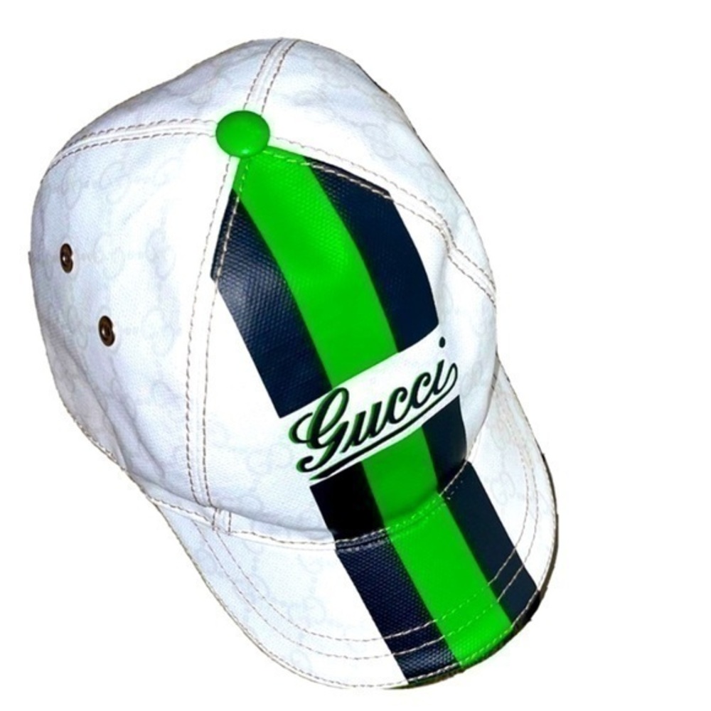 Gucci Guccissima hat baseball cap GG print in white green Barely Preloved 💚🤍